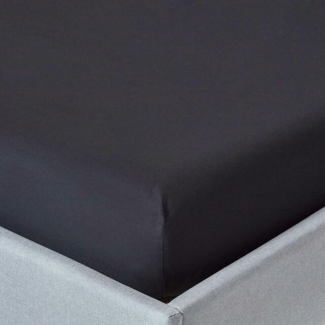 Rackhams Crisp & Cool 200 TC Egyptian Cotton Percale Fitted Sheet – 46 cm Extra Deep - Black - Single - image 1