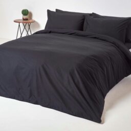 Rackhams Crisp & Cool 200 TC Egyptian Cotton Percale Fitted Sheet – 46 cm Extra Deep - Black - Single - thumbnail 4