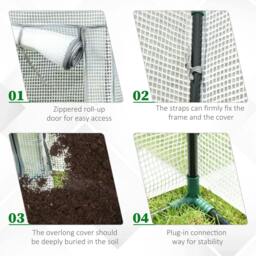 Rackhams 100 x 50 x 150cm Tomato Greenhouse with Roll-up Door, Mini Greenhouse with PE Cover, Outdoor Grow House Small Green House, White - thumbnail 3