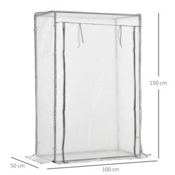 Rackhams 100 x 50 x 150cm Tomato Greenhouse with Roll-up Door, Mini Greenhouse with PE Cover, Outdoor Grow House Small Green House, White - thumbnail 2
