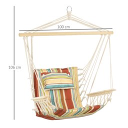 Rackhams Hanging Hammock Swing Chair Safe Wide Seat Indoor Outdoor Stripe - thumbnail 5