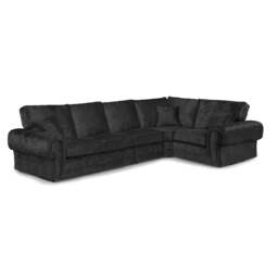 Rackhams Chelsea Crushed Velvet Full Back 5 Seater L Shaped Corner Sofa - Black - Left Hand Facing - thumbnail 5