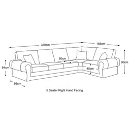 Rackhams Chelsea Crushed Velvet Full Back 5 Seater L Shaped Corner Sofa - Black - Left Hand Facing - thumbnail 3