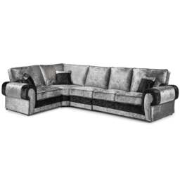 Rackhams Chelsea Crushed Velvet Full Back 5 Seater L Shaped Corner Sofa - Black - Left Hand Facing - thumbnail 6