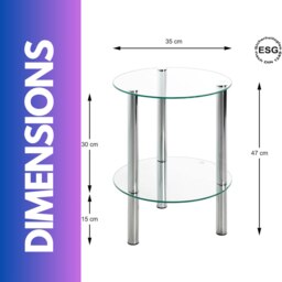 Rackhams 2-Tier Round Chrome Side Table With Glass Top Silver - thumbnail 4