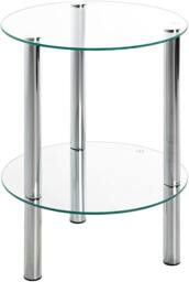 Rackhams 2-Tier Round Chrome Side Table With Glass Top Silver - thumbnail 2