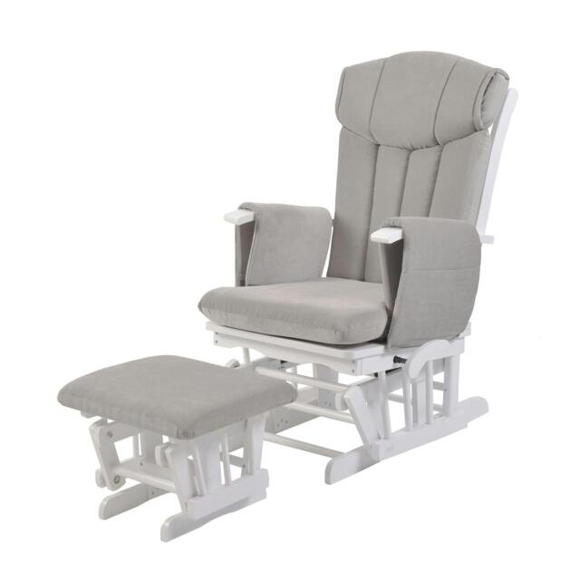 Rackhams Chatsworth Nursing Chair and Footstool - White Wood & Grey - image 1
