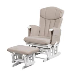 Rackhams Chatsworth Nursing Chair and Footstool - White Wood & Grey - thumbnail 2