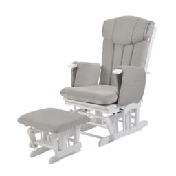 Rackhams Chatsworth Nursing Chair and Footstool - White Wood & Grey - thumbnail 1