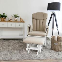 Rackhams Chatsworth Nursing Chair and Footstool - White Wood & Grey - thumbnail 4