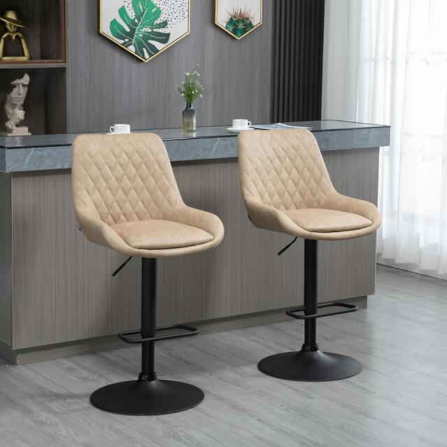 Rackhams Bar Stools Set of 2, Adjustable Bar Chairs 360° Swivel for Kitchen Coffee - Light Khaki - image 1