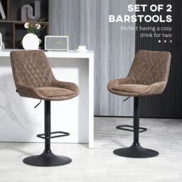 Rackhams Bar Stools Set of 2, Adjustable Bar Chairs 360° Swivel for Kitchen Coffee - Light Khaki - thumbnail 4