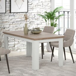 Rackhams Illoppa Dining Table Extended in Oak Nelson/Snowy Oak - Grey/White - No - Brown - thumbnail 4