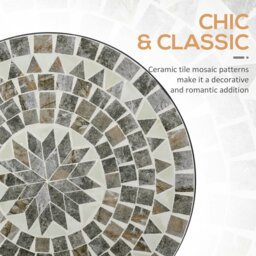 Rackhams Mosaic Side Table Bistro Coffee Table for Garden Patio Balcony Grey - thumbnail 4