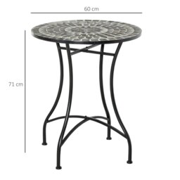 Rackhams Mosaic Side Table Bistro Coffee Table for Garden Patio Balcony Grey - thumbnail 5