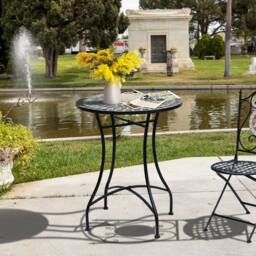 Rackhams Mosaic Side Table Bistro Coffee Table for Garden Patio Balcony Grey