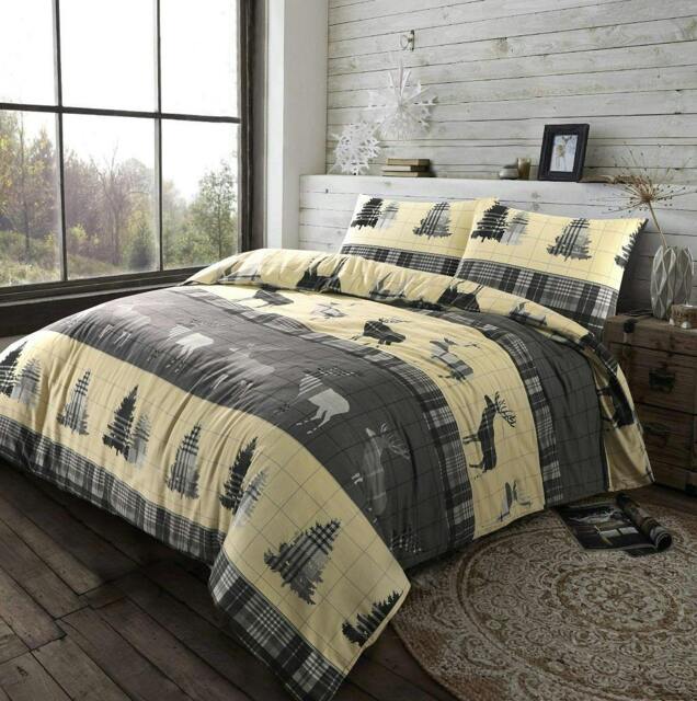 Rackhams Flannelette Thermal Stag Grey Duvet Cover Set - Single - image 1