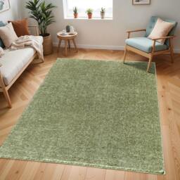 Rackhams Cloudy Shag-Solid Color Green Plush Soft Pile Rug - 140 x 200 cm - thumbnail 1