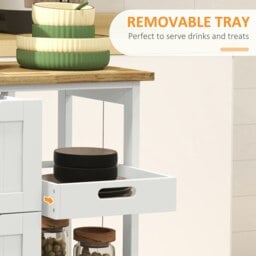 Rackhams Rolling Kitchen Island Cart, Bar Serving Cart, Compact Trolley White - thumbnail 5