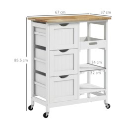 Rackhams Rolling Kitchen Island Cart, Bar Serving Cart, Compact Trolley White - thumbnail 3