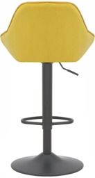 Rackhams Velluto Velvet Kitchen Bar Stool, Padded Seat & Backrest, Matt Black Footrest & Stem, Height Adjustable Swivel Gas Lift, Mustard - thumbnail 5