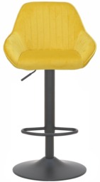 Rackhams Velluto Velvet Kitchen Bar Stool, Padded Seat & Backrest, Matt Black Footrest & Stem, Height Adjustable Swivel Gas Lift, Mustard - thumbnail 3
