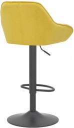 Rackhams Velluto Velvet Kitchen Bar Stool, Padded Seat & Backrest, Matt Black Footrest & Stem, Height Adjustable Swivel Gas Lift, Mustard - thumbnail 4