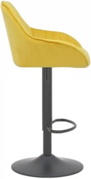 Rackhams Velluto Velvet Kitchen Bar Stool, Padded Seat & Backrest, Matt Black Footrest & Stem, Height Adjustable Swivel Gas Lift, Mustard - thumbnail 2