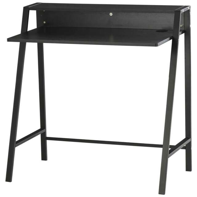 Rackhams Writing Desk Computer Table Home Office PC Laptop Workstation Storage Shelf 84L x 45W cm Black - image 1