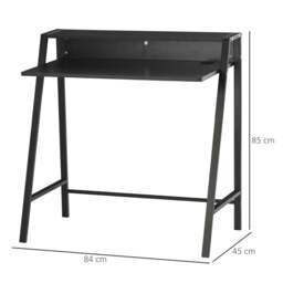 Rackhams Writing Desk Computer Table Home Office PC Laptop Workstation Storage Shelf 84L x 45W cm Black - thumbnail 3