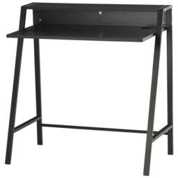 Rackhams Writing Desk Computer Table Home Office PC Laptop Workstation Storage Shelf 84L x 45W cm Black - thumbnail 1