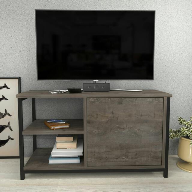"Rackhams Muskegon Modern Tv Stand TV Cabinet for TV's up to 41"" - Black Dark Grey" - image 1