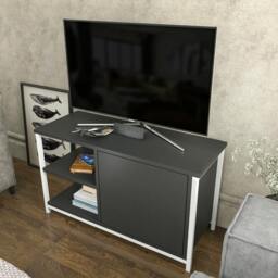 "Rackhams Muskegon Modern Tv Stand TV Cabinet for TV's up to 41"" -  Black Dark Grey" - thumbnail 6