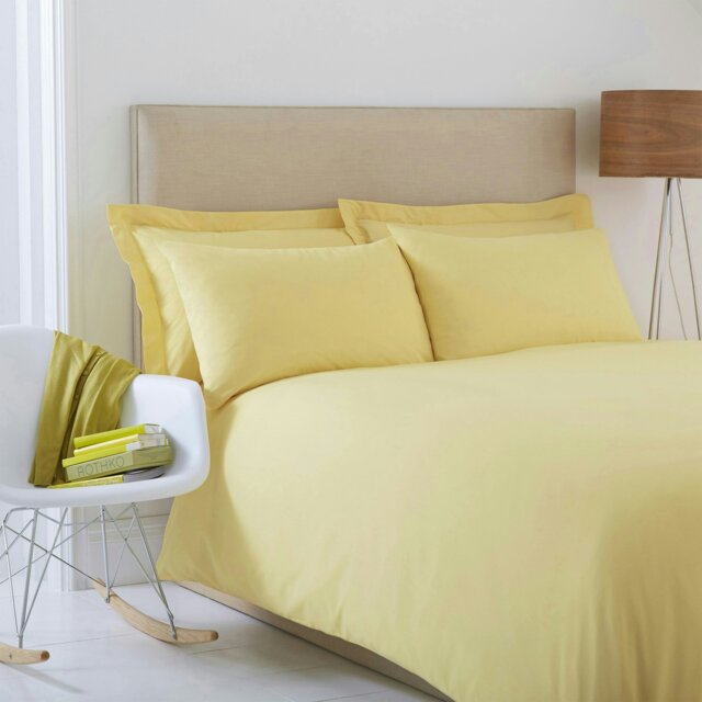 Rackhams Charlotte Thomas Poetry Plain Dyed Single Lemon Duvet Cover Set - 137 x 200cm - Lemon - Single