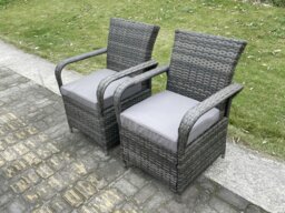 Rackhams 4 Seater Rattan Garden Furniture Set with Dining Table & 4 Chairs - Dark Grey - thumbnail 4