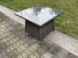 Rackhams 4 Seater Rattan Garden Furniture Set with Dining Table & 4 Chairs - Dark Grey - thumbnail 5