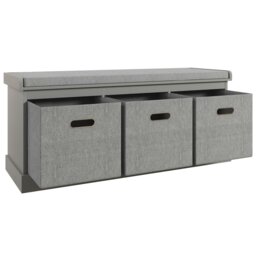 Rackhams Shoe Bench with Seat, Shoe Storage Bench with Fabric Drawers, Grey - Grey - thumbnail 2