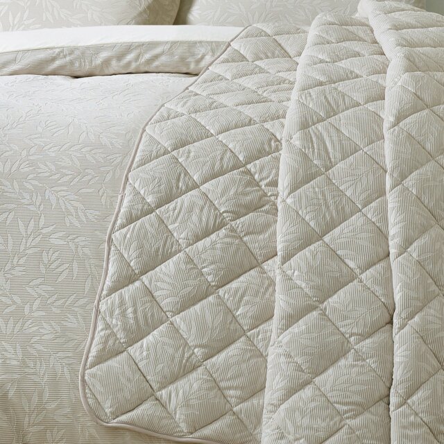 Rackhams Corded Leaves Quilted Bedspread Champagne Gold - Champagne Gold - 240 x 260 cm - image 1