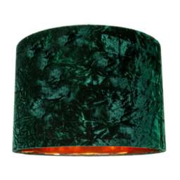 "Rackhams Forest Green Crushed Velvet 16"" Floor/Pendant Lampshade with Shiny Copper Inner"