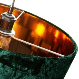 "Rackhams Forest Green Crushed Velvet 16"" Floor/Pendant Lampshade with Shiny Copper Inner" - thumbnail 3