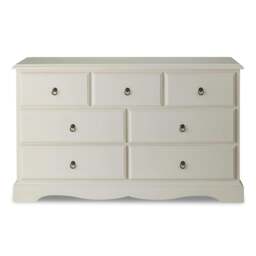 Rackhams Romance Large 3 Over 4 Chest of Drawers, Assembled Wide Bedroom Storage - Antique White (Grey tone) - thumbnail 3