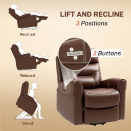Rackhams Overstuffed Riser and Reclining Chair with USB Ports, Remote - Brown - Metal legs - Brown - thumbnail 5