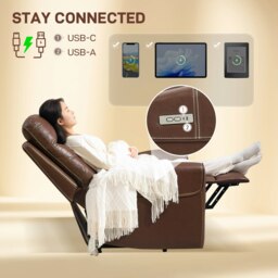 Rackhams Overstuffed Riser and Reclining Chair with USB Ports, Remote - Brown - Metal legs - Brown - thumbnail 6