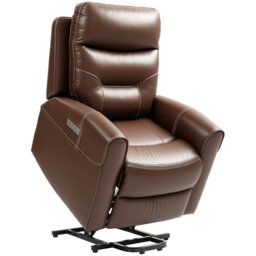 Rackhams Overstuffed Riser and Reclining Chair with USB Ports, Remote - Brown - Metal legs - Brown - thumbnail 3
