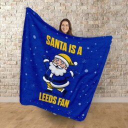 Rackhams Santa is a Leeds Football Fan - Luxury Fleece Blanket 150cm X 150cm - thumbnail 2