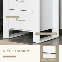 Rackhams Bedside Table with 2 Drawers, Nightstand with Handles and Elevated Base, Side Table for Bedroom, Living Room, White - thumbnail 5