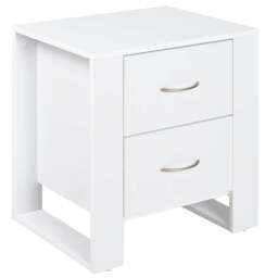 Rackhams Bedside Table with 2 Drawers, Nightstand with Handles and Elevated Base, Side Table for Bedroom, Living Room, White - thumbnail 1