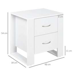 Rackhams Bedside Table with 2 Drawers, Nightstand with Handles and Elevated Base, Side Table for Bedroom, Living Room, White - thumbnail 3