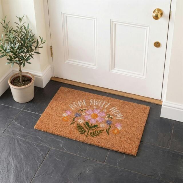 Rackhams Floral Home Sweet Home Natural Coir Welcome Doormat - image 1