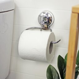 Rackhams Suctionloc Chrome Steel Suction Wall Mounted Toilet Roll Holder - thumbnail 2